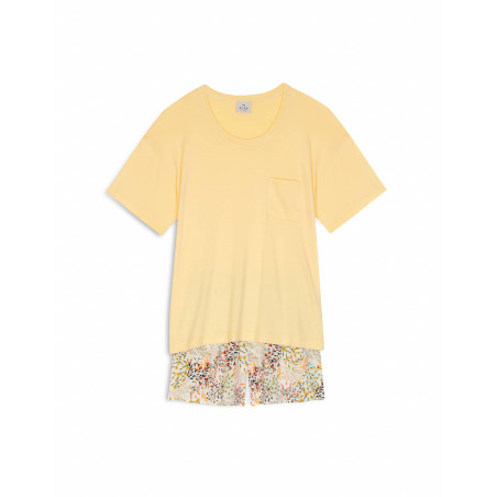 Pyjama short FANCY 500RL Jaune paille - Lingerie Le Chat