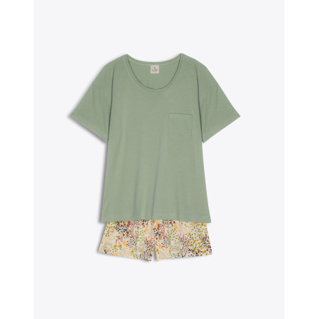 Pyjama short FANCY 500RL Vert - Lingerie Le Chat