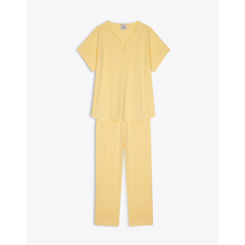 Pyjama SAVANAH 302RL Jaune/Ecru - Lingerie Le Chat