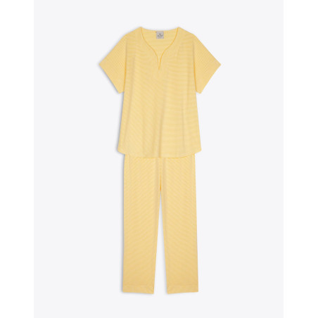 Pyjama SAVANAH 302RL Jaune/Ecru - Lingerie Le Chat
