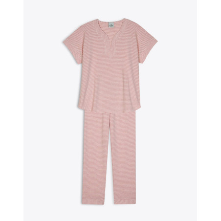 Pyjama SAVANAH 302RL Rose/Ecru - Lingerie Le Chat