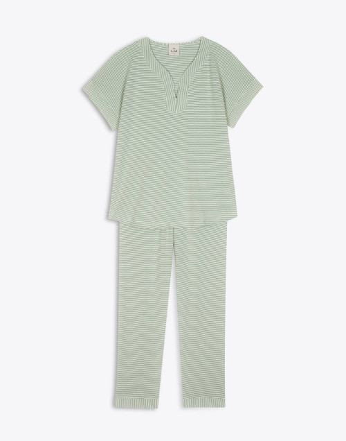 Pyjamas SAVANAH 302RL Khaki/Ecru - Lingerie Le Chat