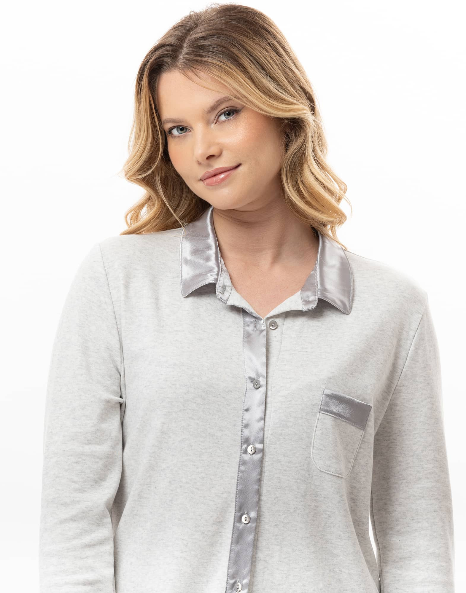 Pyjama boutonné en coton ANDY Gris Chine | Lingerie le Chat