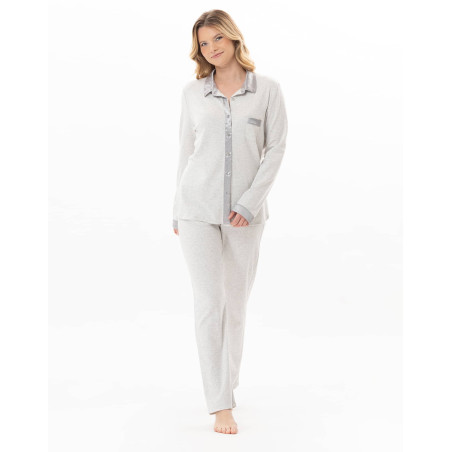Pyjama boutonné en coton ANDY Gris Chine | Lingerie le Chat