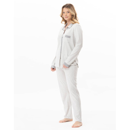 Pyjama boutonné en coton ANDY Gris Chine | Lingerie le Chat
