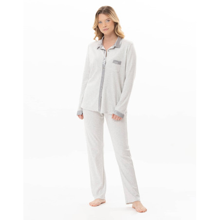 Pyjama boutonné en coton ANDY Gris Chine | Lingerie le Chat