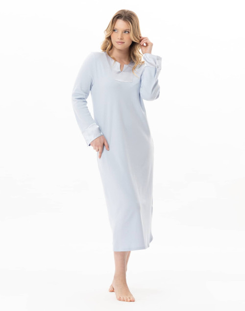 Long cotton nightdress ANDY Sky | Lingerie le Chat