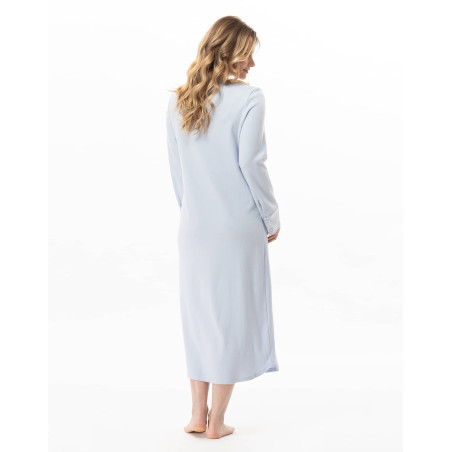 Long cotton nightdress ANDY Sky | Lingerie le Chat