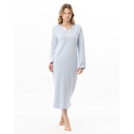 Long cotton nightdress ANDY Sky | Lingerie le Chat