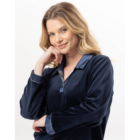Pyjama en velours BRADLEY Marine | Lingerie le Chat