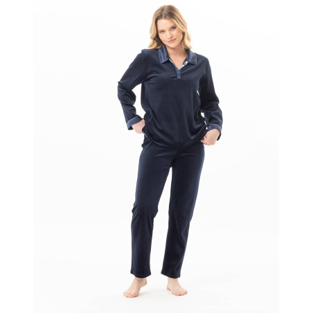 Pyjama en velours BRADLEY Marine | Lingerie le Chat