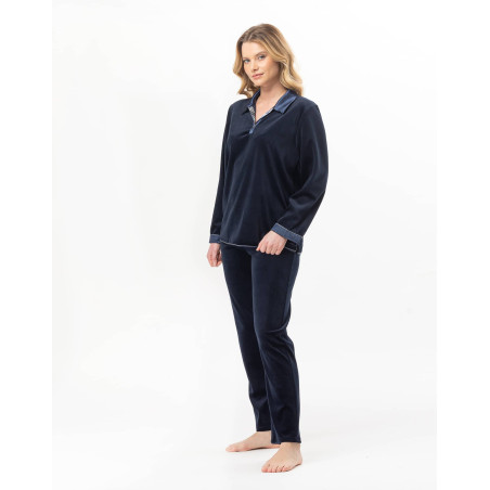 Pyjama en velours BRADLEY Marine | Lingerie le Chat