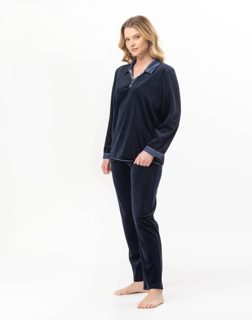 Pyjama en velours BRADLEY Marine | Lingerie le Chat