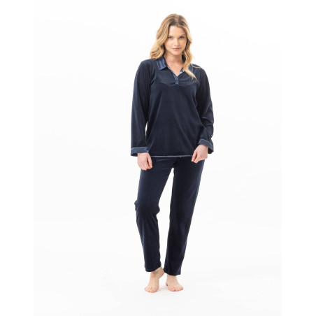 Pyjama en velours BRADLEY Marine | Lingerie le Chat