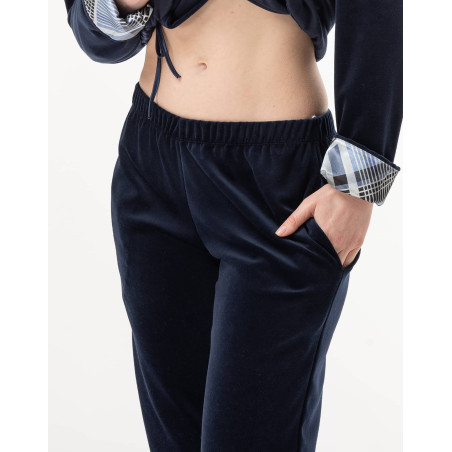 Ensemble homewear en velours BRADLEY Marine | Lingerie le Chat