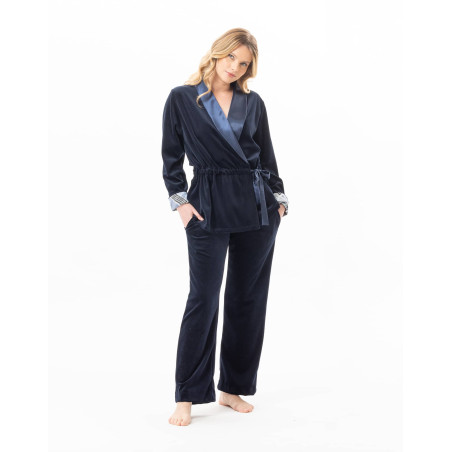 Ensemble homewear en velours BRADLEY Marine | Lingerie le Chat