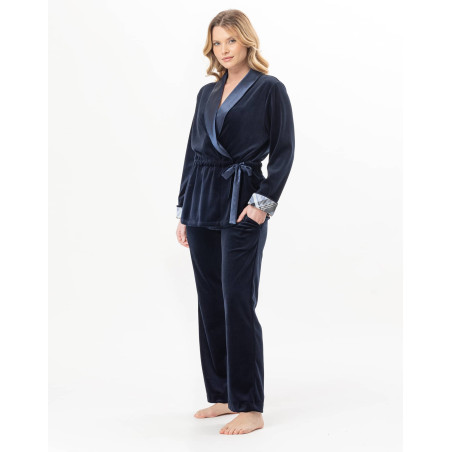 Ensemble homewear en velours BRADLEY Marine | Lingerie le Chat