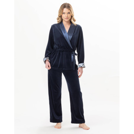 Ensemble homewear en velours BRADLEY Marine | Lingerie le Chat
