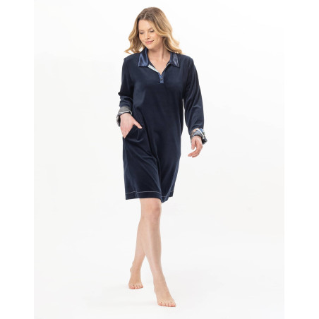 Robe en velours BRADLEY Marine | Lingerie le Chat