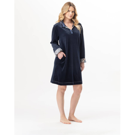 Robe en velours BRADLEY Marine | Lingerie le Chat