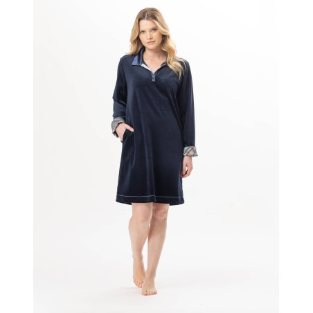 Robe en velours BRADLEY Marine | Lingerie le Chat