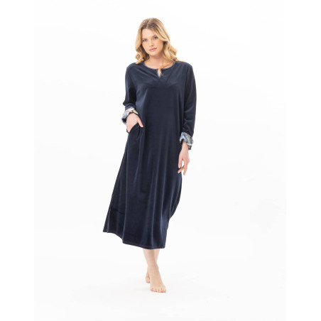 Robe en velours BRADLEY Marine | Lingerie le Chat