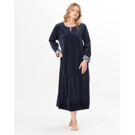 Robe en velours BRADLEY Marine | Lingerie le Chat