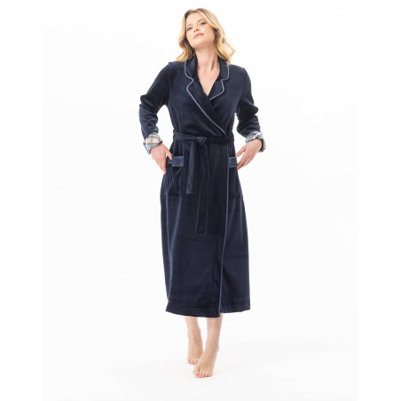 Velvet bathrobe BRADLEY Navy Blue | Lingerie le Chat