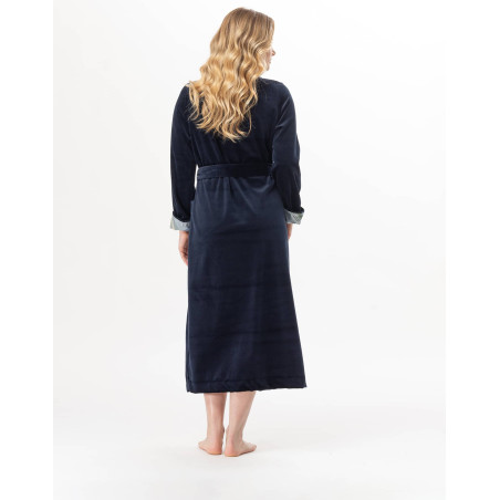 Peignoir en velours BRADLEY Marine | Lingerie le Chat