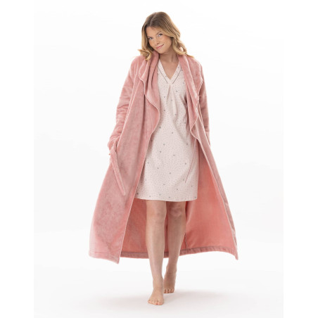 Chemise de nuit en coton COSY Rose/Gris | Lingerie le Chat