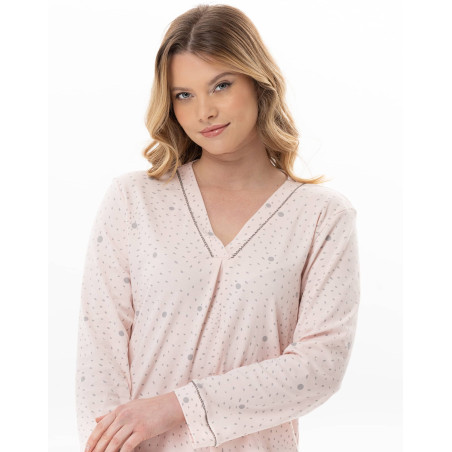 Chemise de nuit en coton COSY Rose/Gris | Lingerie le Chat