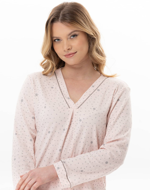 Chemise de nuit en coton COSY Rose/Gris | Lingerie le Chat