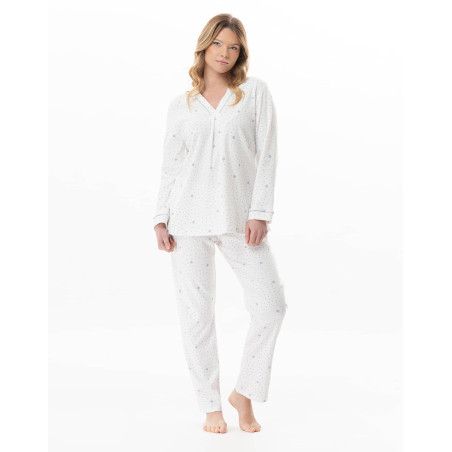 Cotton pyjamas COSY Ecru / Sky | Lingerie le Chat