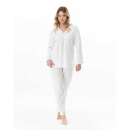 Cotton pyjamas COSY Ecru / Sky | Lingerie le Chat