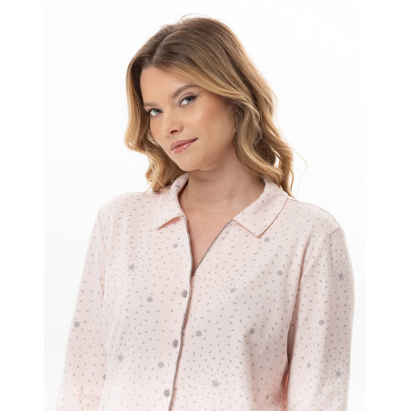 Cotton button-down pyjamas COSY Pink/Grey | Lingerie le Chat