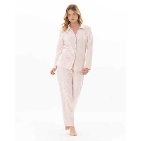 Cotton button-down pyjamas COSY Pink/Grey | Lingerie le Chat