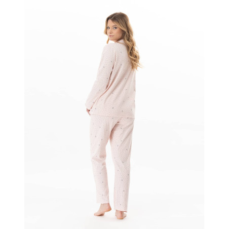 Cotton button-down pyjamas COSY Pink/Grey | Lingerie le Chat