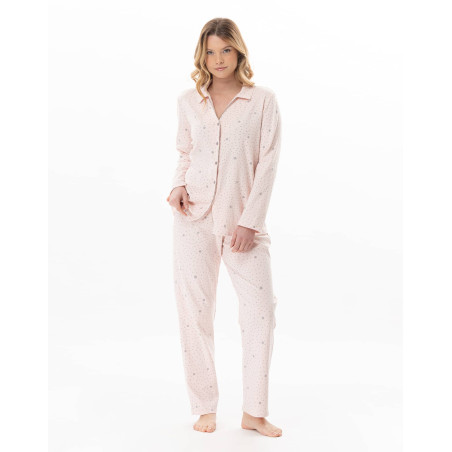 Cotton button-down pyjamas COSY Pink/Grey | Lingerie le Chat
