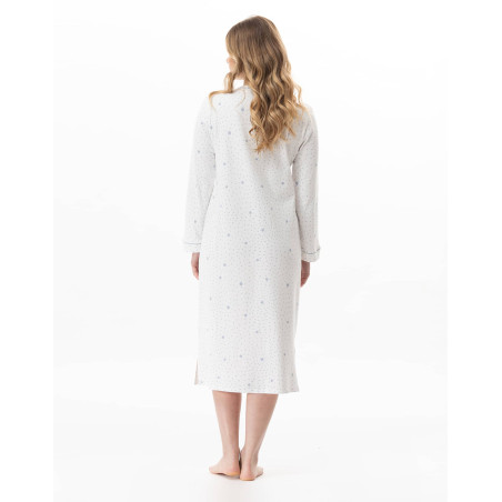 Chemise de nuit en coton COSY Ecru / Ciel | Lingerie le Chat