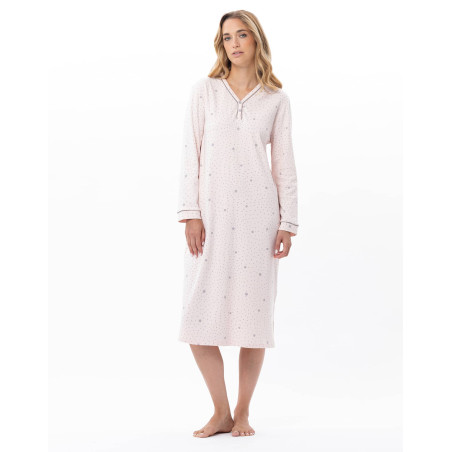 Chemise de nuit en coton COSY Rose/Gris | Lingerie le Chat