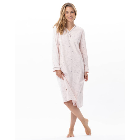 Chemise de nuit en coton COSY Rose/Gris | Lingerie le Chat
