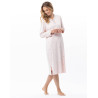 Chemise de nuit longue en coton COSY Rose/Gris