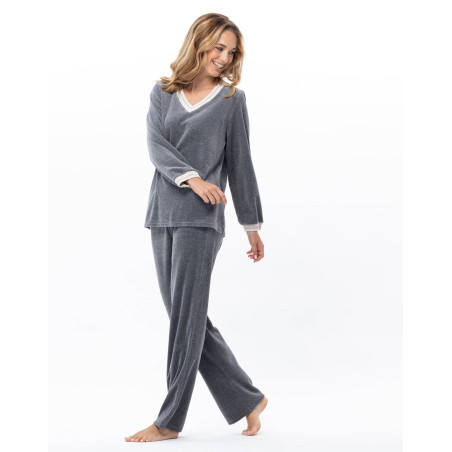 Ensemble homewear en velours COUNTRY Anthracite Chine | Lingerie le Chat