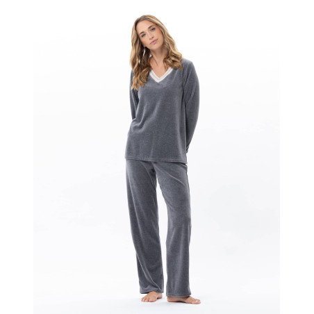 Ensemble homewear en velours COUNTRY Anthracite Chine | Lingerie le Chat