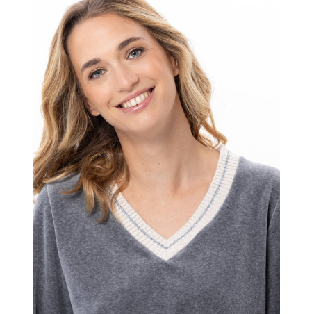 Ensemble homewear en velours COUNTRY Anthracite Chine | Lingerie le Chat