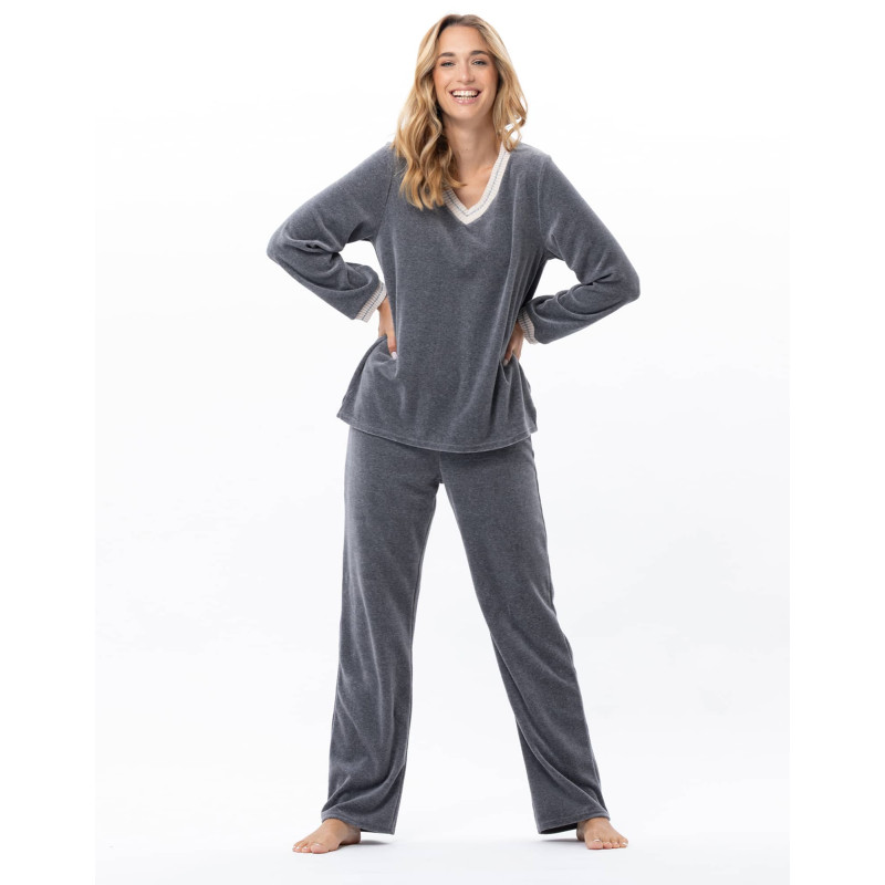Ensemble homewear en velours COUNTRY Anthracite Chine | Lingerie le Chat