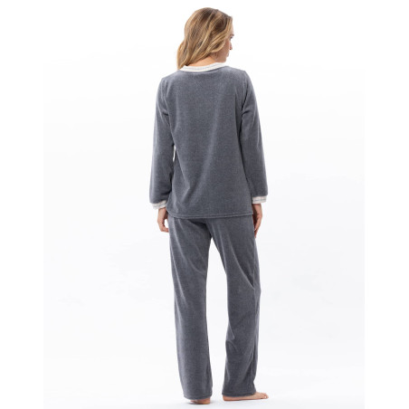 Velvet homewear set COUNTRY Anthracite China | Lingerie le Chat