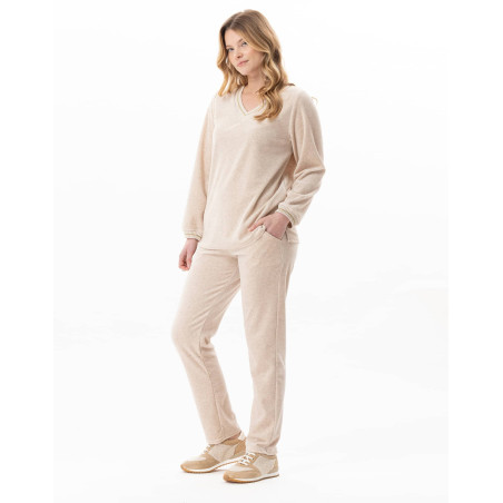 Ensemble homewear en velours COUNTRY Beige Chine | Lingerie le Chat