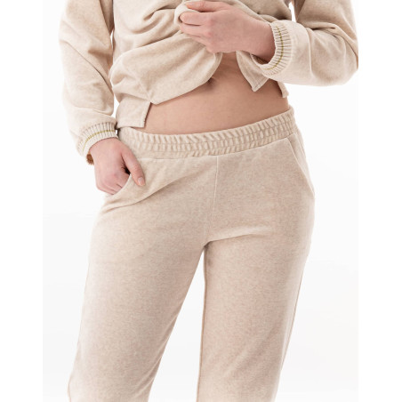 Velvet homewear set COUNTRY Beige China | Lingerie le Chat