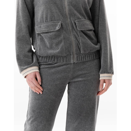 Ensemble homewear zippé en velours COUNTRY Anthracite Chine | Lingerie le Chat